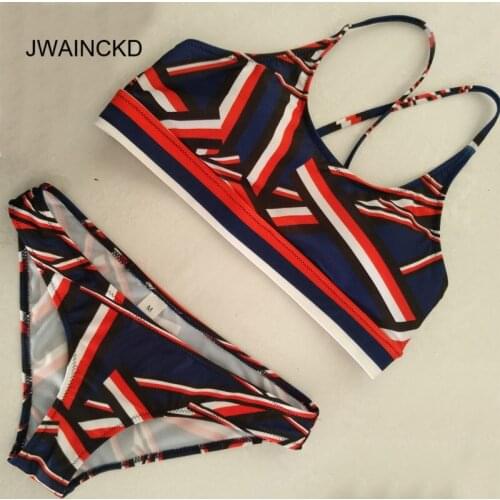 JWAINCKD Bikini 2018 New Swimwear Women Low Waist Striped Paded Bikinis Push Up Biquinis Feminino Beachwear Lady Swimsuit Female