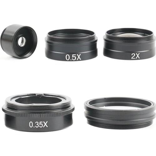 0.35X 0.5X 1X 2.0X Barlow Auxiliary Objective Glass Lens + 2.5X Eyepiece lens For XDC-10A 120X 180X 200X 300X C MOUNT Lens