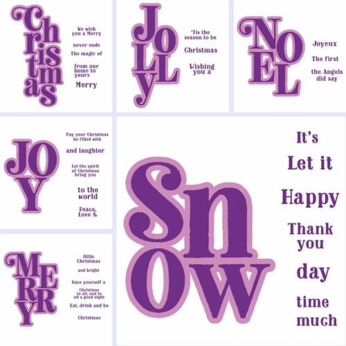 Metal Cutting Dies With Clear Stamps Set Words Merry Christmas Capital Bold Font Type Wishing You Sentiments 2020 Hot Sale