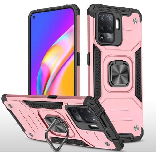 Shockproof Solid Metal Ring Fashion Case for OPPO A15 A54 4G A94 A73 A72 A52 A92 A74 Reno5 F F19 Pro Realme 6 C15 Back Cover