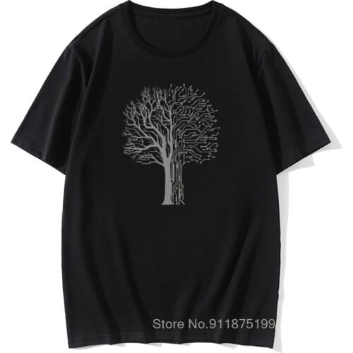 Digital Tree Tshirts Men Funny Tee Shirt Electronic Circuit Board Computer Chip Engineers Developer Geek Tee Shirt Fash Ship
