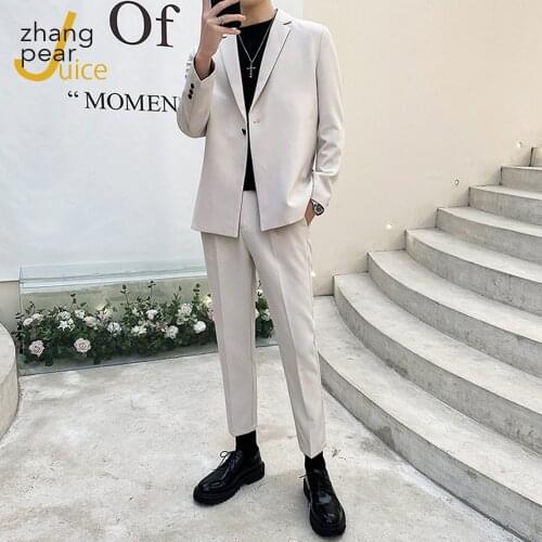 New Arrival Korean Suit Male Loose British Style Casual Jacket Blazer Men Solid Notched Blazer Jacket