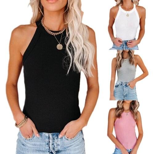 2021 New Summer Solid Color All-Match Sexy Vest Round Neck Bottoming Inside and Outside Wear Top T-Shirt Womens Clothing
