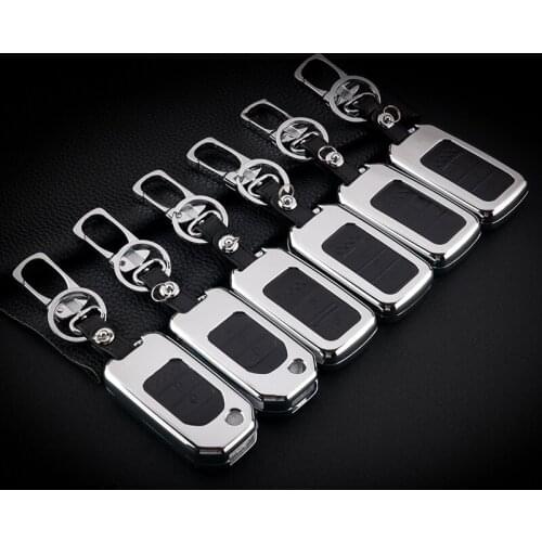 New 16 Style Zinc Alloy+leather Key Case For Car 3 Buttons For Honda Civic 2017 Accord Fit Pilot Car Key Cover