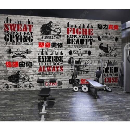 Custom photo wallpaper for walls 3 d Gym mural Modern minimalist personality inspirational gym yoga brick wall papers painting