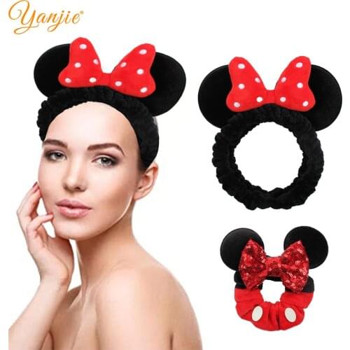 2021 Wash Face Hair Holder Hairbands Soft Warm Coral Fleece Bow Mouse Ears Headband For Women Girls Turban Hair Accessories