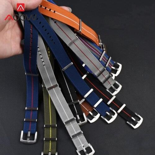 Elastic Nylon NATO Strap 20mm 22mm French Troops Parachute Zulu Band Men Replacement Wrist Band Bracelet Watch Accessories