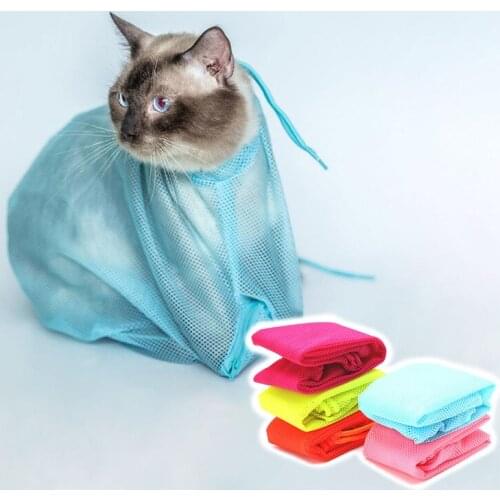 Mesh Pet Cat Grooming Restraint Bag For Bath Washing Nails Cutting Cleaning Bags New