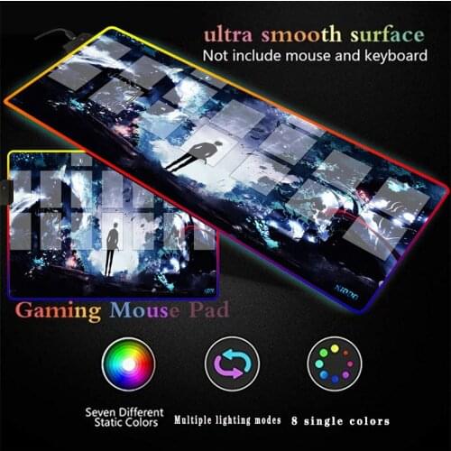 Dark Landscape LED Extra Large Soft Gaming Mouse Pad RGB Oversized Glowing Anime Mousepad Gamer Desk Computer Keyboard Play Mat