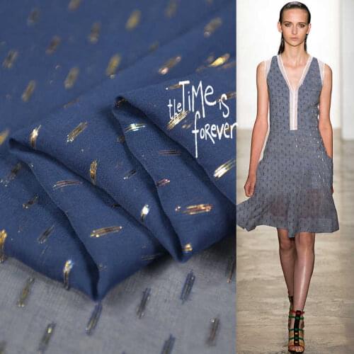 1 Meter Blue Diamonds Georgette Fabric 100% Mulberry Silk Gauze 10mm 114cm Width