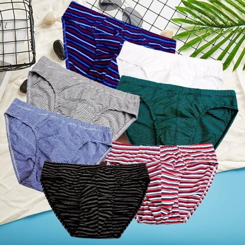 95% Cotton Mens Briefs 2021 striped mens underwear super soft cotton mens panties S-XXL stretch male underwear Boys briefs