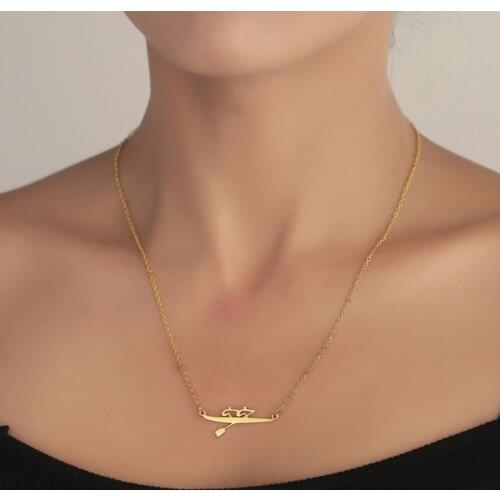 Unique Double Rowing Pendant Necklaces Boat Racing Choker Statement Jewelry Gift for Outdoor Enthusiast