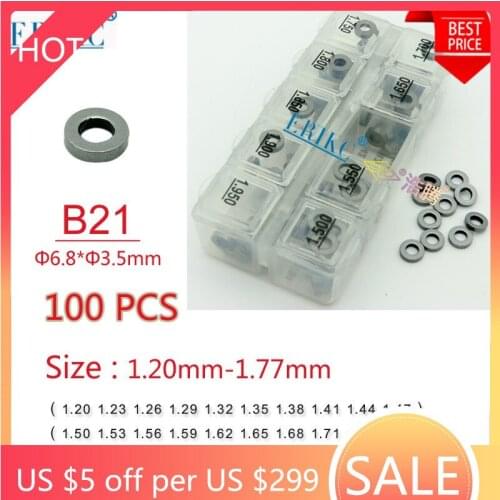 ERIKC Gaskets B21 Sizes 1.20-1.77mm Common Rail Diesel Injector Calibration Shims Total 100 Pieces and Auto Diesel Engine Adjust