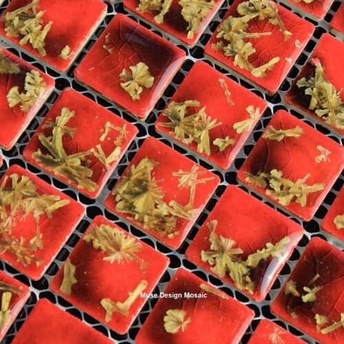 High-end Ancient China Red Art Culture Golden Ceramic Mosaic Tile for shower bathroom fireplace outdoor indoor background wall d