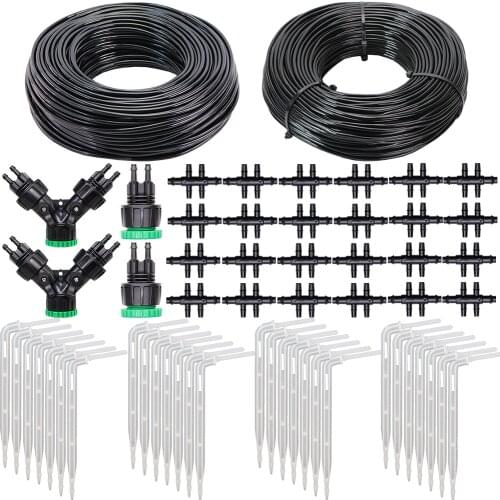 1Kit Greenhouse White Elbow Emitter Automatic Drip System 4/7 to 3/5mm Hose Garden Watering Irrigation Kit for Home Bonsai Plant