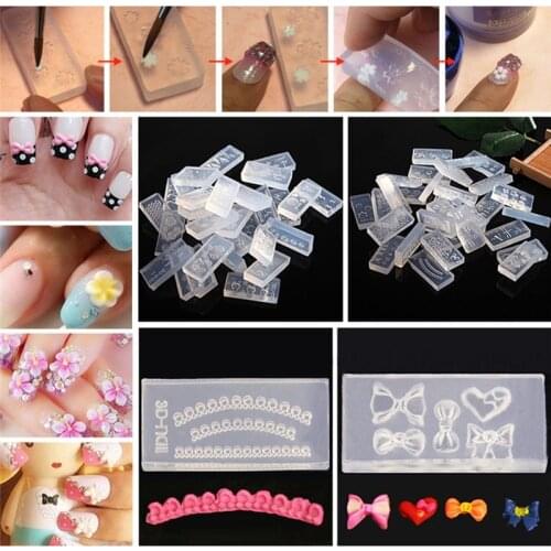 1 PC Beautiful Nail Art Silicone Mold 28 Designs Durable 3D Stereo Crystal Carving Mold Crystal Powder Carved Nail Art Tool
