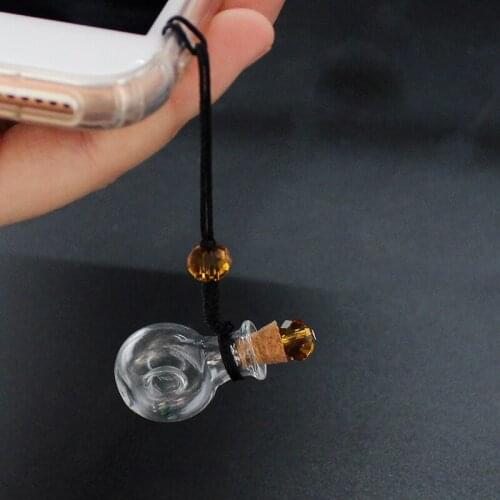 2PCS Glass Cork Bottle Cellphone strap Perfume vials Bag keyring wishing Bottle cellphone strap Diy Jewelry Gift
