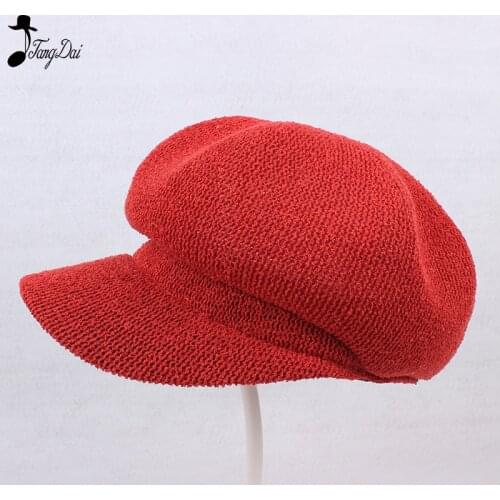 2018 Octagonal Cap Summer Solid Straw Beret Hat For WomenHollow Out Sun Hat Newest Beret Caps For Female