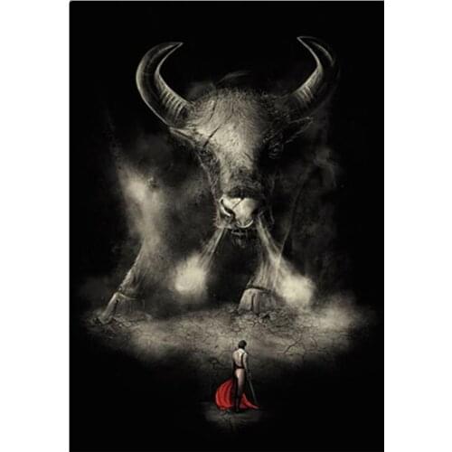 2021 5D Diy Diamond Painting Matador Bull Fight Art Full Square Round Diamond Embroidery Animal MosaicZP-4909