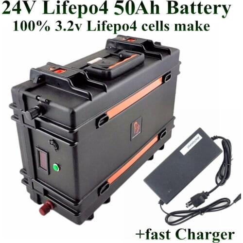 24V 50AH LiFePO4 Battery Pack 1500W 24v 50ah Electric bike Scooter waterproof case LCD display suitcase Super Long life +charger