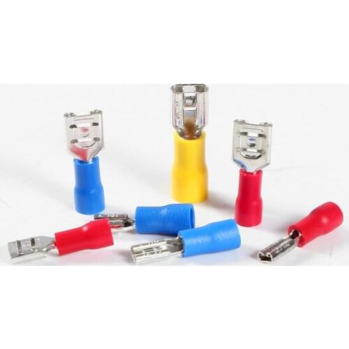 50pcs 2.8mm 4.8mm 6.3mm Female Red blue yellow Insulated Spade Wire Connector Electrical Crimp Terminal