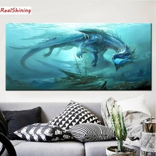 5D DIY square/round Diamond painting Dragon in water Cross Stitch Diamond Embroidery Pattern Rhinestone J2987