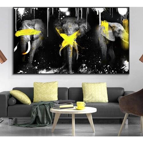 Abstract Lions Elephant Giraffe Canvas Painting Black White Animal Posters and Prints Modern Decoration Wall Art for Living Room