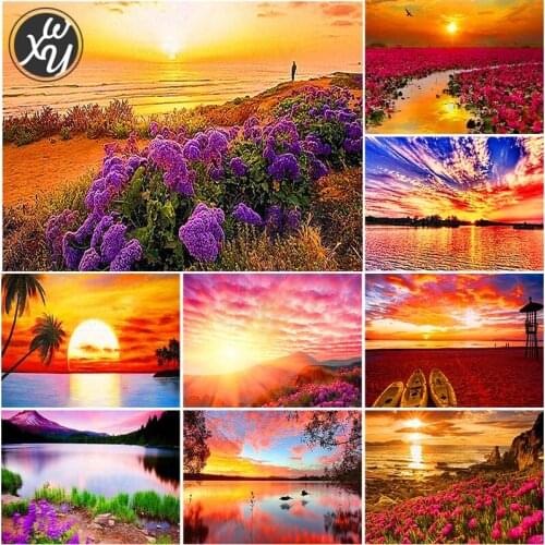 5D Diamond Painting Sunset Scenic Full Drill Cross Stitch Kits Diy Embroidery Sale Picture of Rhinestone Mosaic Home Decor Gift
