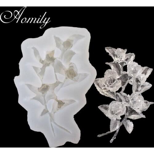 Aomily Rose Roses Silicone Lace Molds Fondant Cake Mold Cake Decorating Tools Chocolate Mold Resin Clay Mould Pastry Tools