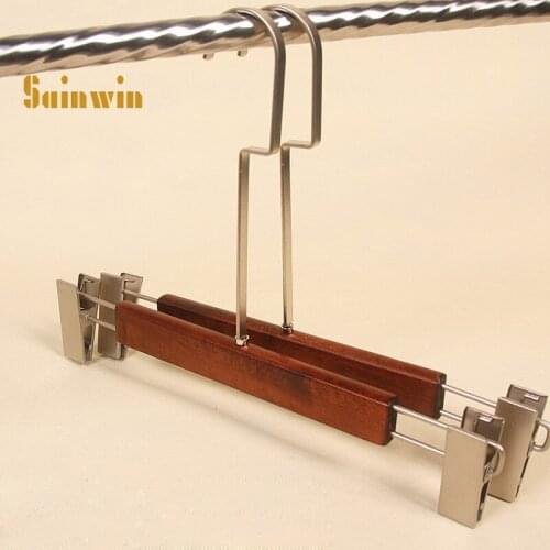 Sainwin 5pcs/lot 32cm Wooden Trousers Clips Adult Wood Hanger