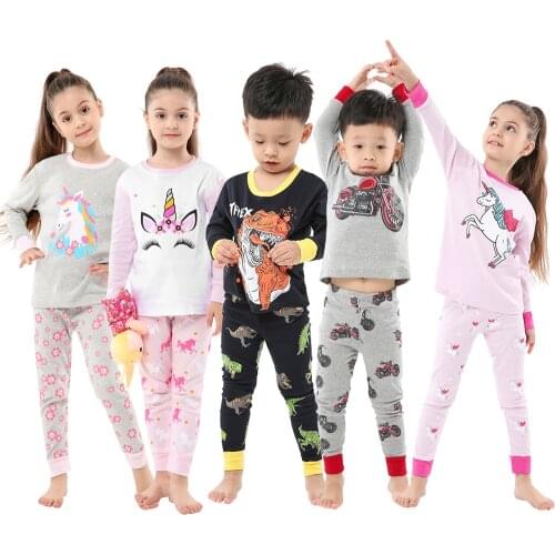 2T-8T Baby Pajamas Children Full Sleeve Cotton Boys Pyjamas Girl Pajamas Animal Ladybug Printed Girls Pyjamas Homewear