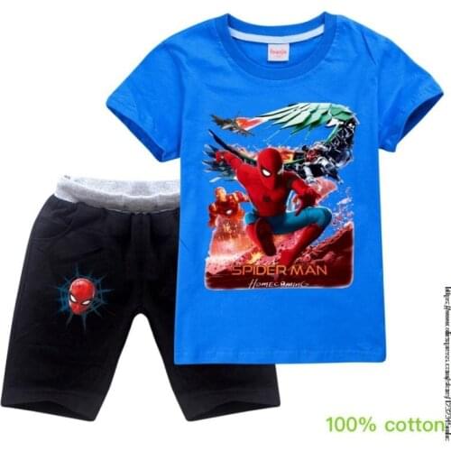Disney SpiderMan Boys T-shirts Set Summer Kids T Shirts Cotton Top Tees Boys Girls tshirt Set Clothes Kids Tshirt Set fashion