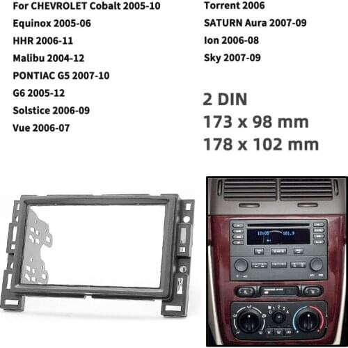 Double Din Radio Fascia for CHEVROLET Cobalt/Equinox/Malibu/PONTIAC Panel Dash Mount Installation Trim Kit Face Black Frame GPS