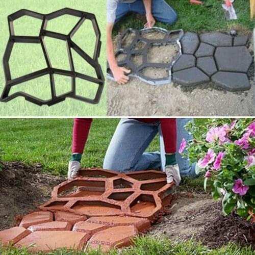Garden Walk Pavement Mold Plastic Path Maker Mold Manually Paving Cement Brick Stone Road DIY Mold Concrete Mold Tool for Garden