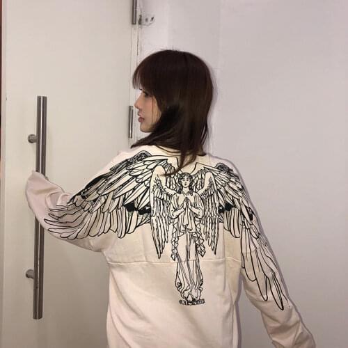 2021 summer trend Virgin Angel round neck tshirt for men and women casual loose long-sleeved T-shirt top Harajuku y2k Streetwear