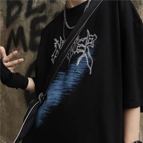 Summer Korean ins letter printing Harajuku loose cotton T-shirt O-neck fashion dark casual chic hip-hop vintage women T-shirt