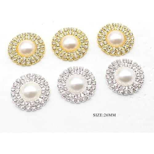 10Pcs/Lot 25MM Round Rhinestones Flat Crystal Button DIY Metal Holiday Party Card Ribbon Decoration Accessories