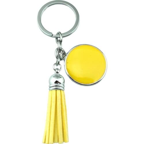 Round Enamel Disc Monogram Blank Tassel Key Chain 2020 Women Handbag Keychains Bag Charm Jewelry