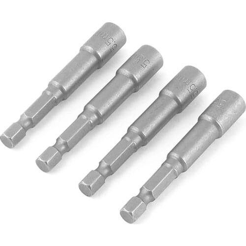 UXCELL Gray Magnetic Powered 65Mm Long 5.5Mm Hex Socket Nut Setters Driver X 4