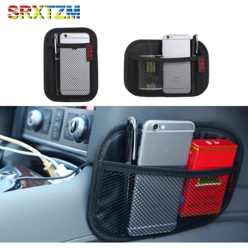 SRXTZM Multifunction Storage Box Mobile Phone Charger Pocket Universal Auto Seat Back Storage Mesh Net Bag Car Magic Sticking