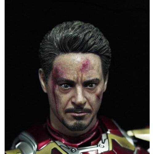 1/6 Soldier European and American style male head sculpt Downey Injured version model for 12 inch action figure body