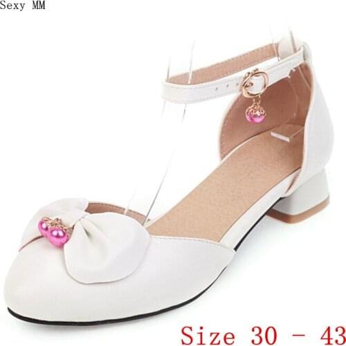 Med High Heels Women Pumps Mary Janes Med Heel Shoes Stiletto Woman Shoes Kitten Heels Small Plus Size 30 31 32 33 - 40 41 42 43