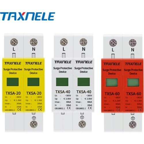 AC SPD Din rail 20KA 40KA 30KA 60KA 2P 4P 385V House Lightning Surge Protector Protect Protective Low-voltage Arrester Device