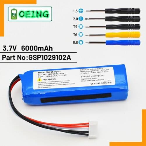 NEWEST 100% Original 6000mAh for JBL charging 3 battery GSP1029102A