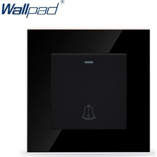 New Doorbell Switch, Black Crystal Glass Panel, AC 110~250V, Home Wall Doorbell Switch, Free Shipping