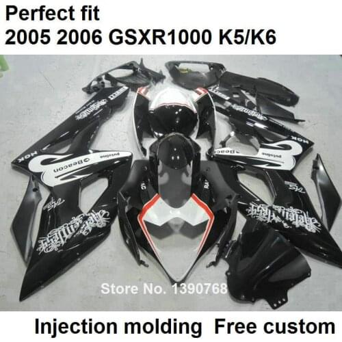 ABS plastic fairings for Suzuki injection molding GSXR1000 2005 2006 black bodywork fairing kit GSXR1000 05 06 NP91