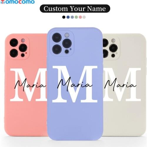 Personalized Custom Initials Name Phone Case For iPhone 11 12 Pro Max Mini X XS XR 7 8Plus Original Liquid Silicone Cover Coque