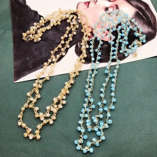 Handmade Braided Beads Necklace Thread Long Pendant Two Layers Elegant Modern Bohemia Accessories Gifts