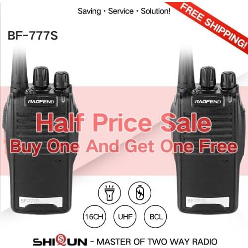Half Price Promotion for Baofeng BF-777S Walkie Talkie 2 pcs UHF Mobile Radio 16 Channels 400-470Mhz Baofeng BF-888S Talki Walki