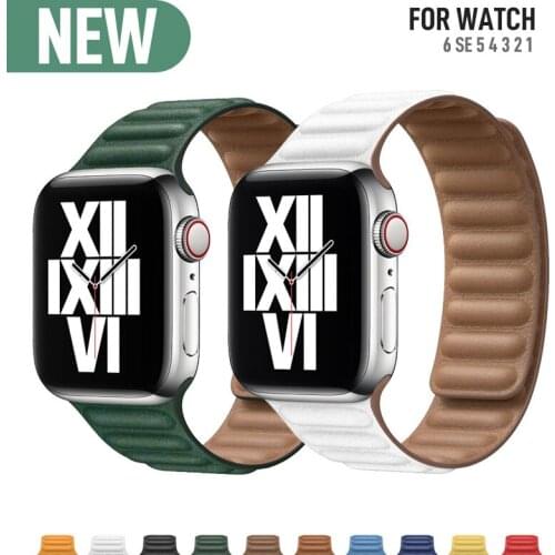 Strap For apple watch band Leather link loop 44mm 40mm iWatch series 6 SE 5 4 3 2 1 watchbands bracelet 42mm 38mm Wristbands